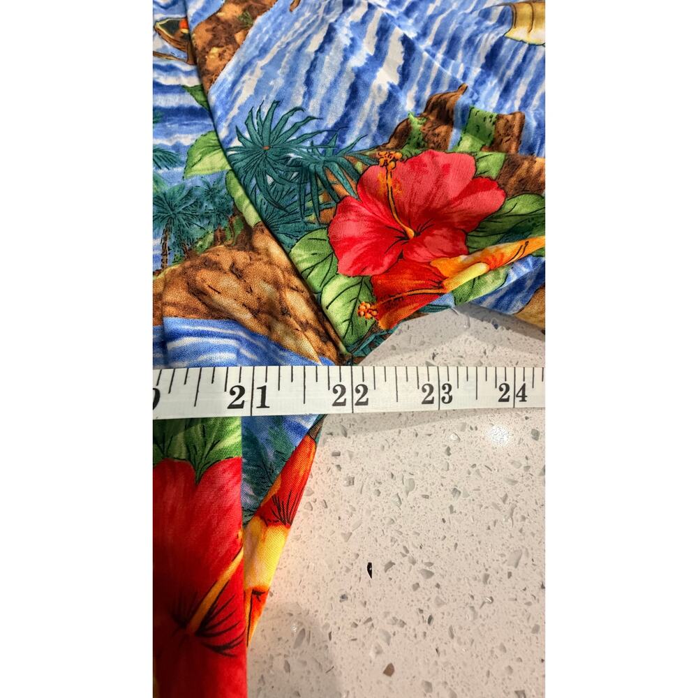 Blue Hawaii Mens M Hawaiian Aloha Shirt Cotton Sailboat Floral Made in Hawaii - Picture 5 of 6